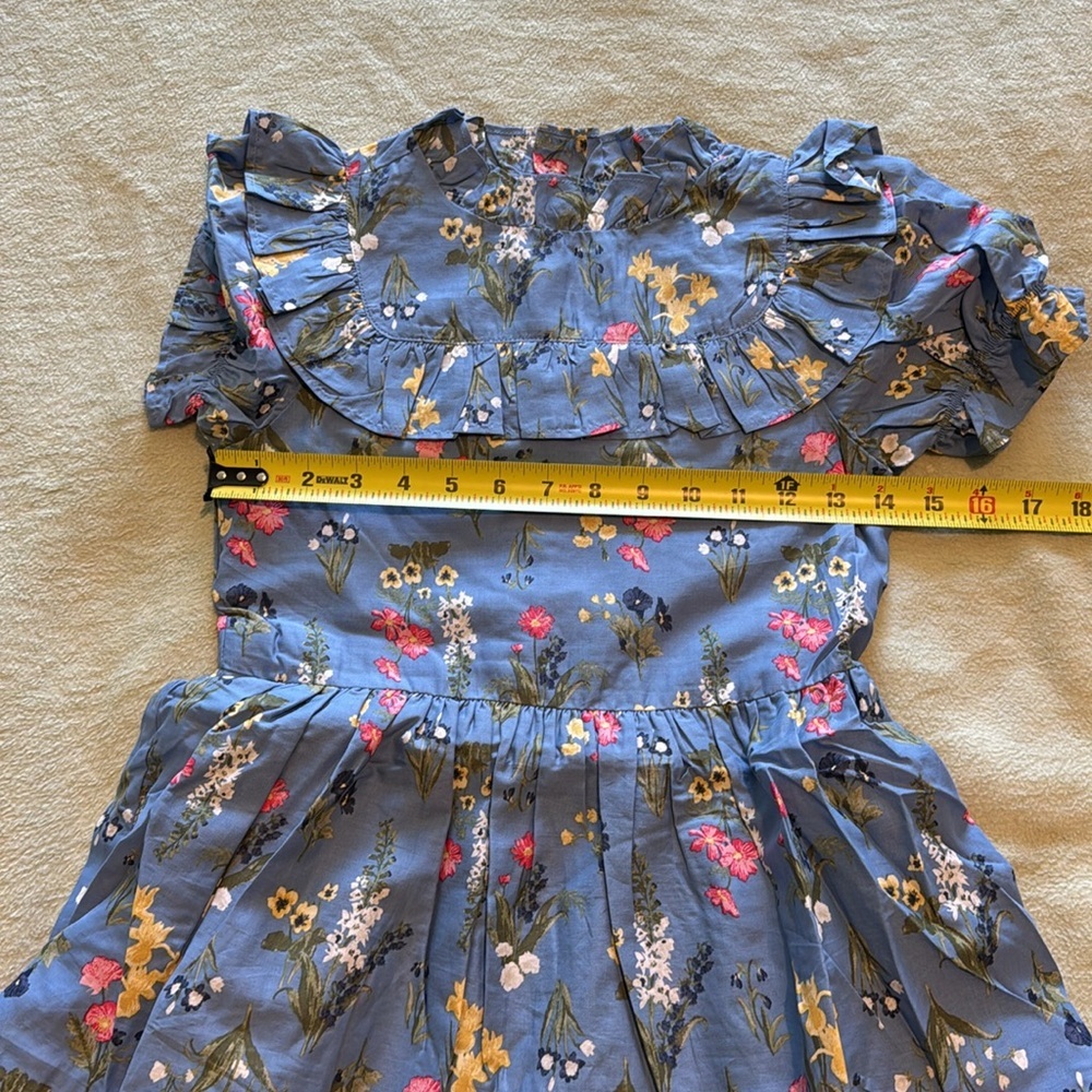 Cotton Floral Blue Ruffle Dress - Picture 8 of 8
